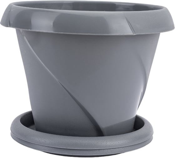 Изображение товара Кашпо Martika Флориана с поддонником, 0.3 л, диам. 100 мм, серое С383СЕР