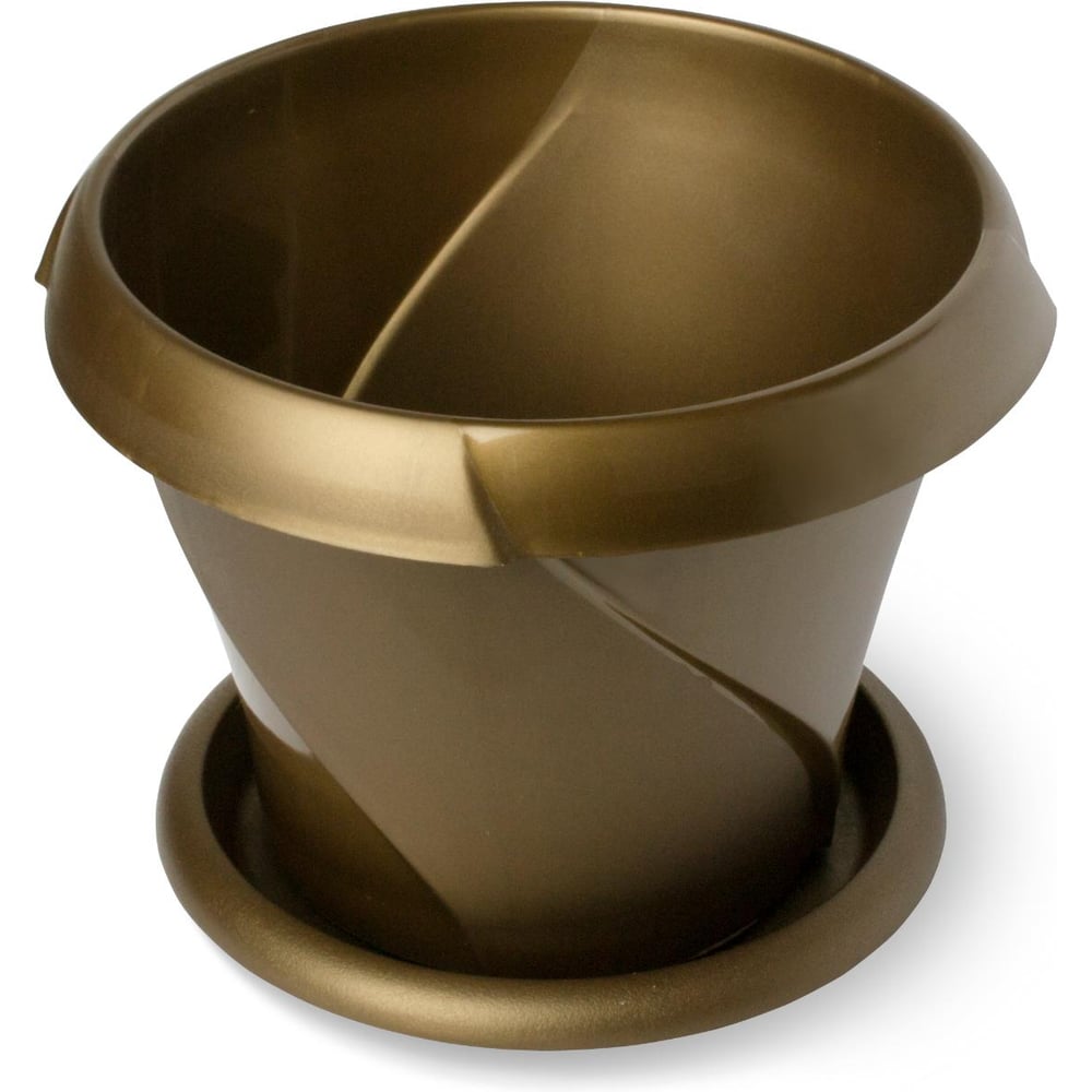 Изображение товара Кашпо Martika Флориана с поддонником, 0.3 л, диам 100 мм, золотое