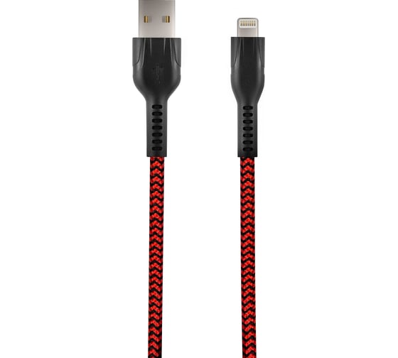 Изображение товара Кабель STIMA для зарядки смартфонов и других устройств usb 2.0 - lightning, красно-черный NC10-45