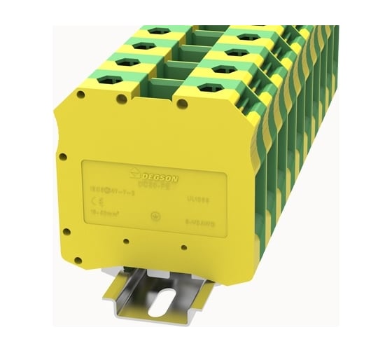 Изображение товара Клемма на дин-рейку Degson 50 кв.мм, винтовая, земля 10 шт DC50-PE-01P-1C-00Z(H)