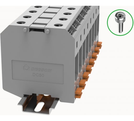 Изображение товара Клемма на дин-рейку Degson 50 кв.мм, винтовая, серая 10 шт DC50-01P-11-00Z(H)