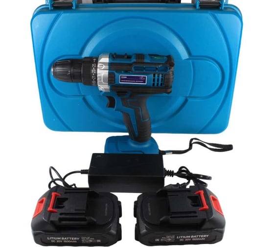 Изображение товара Аккумуляторная дрель-шуруповерт AktiTool cd20g в кейсе, 20 В, 2 li-ion аккум. 1500 mah 101208