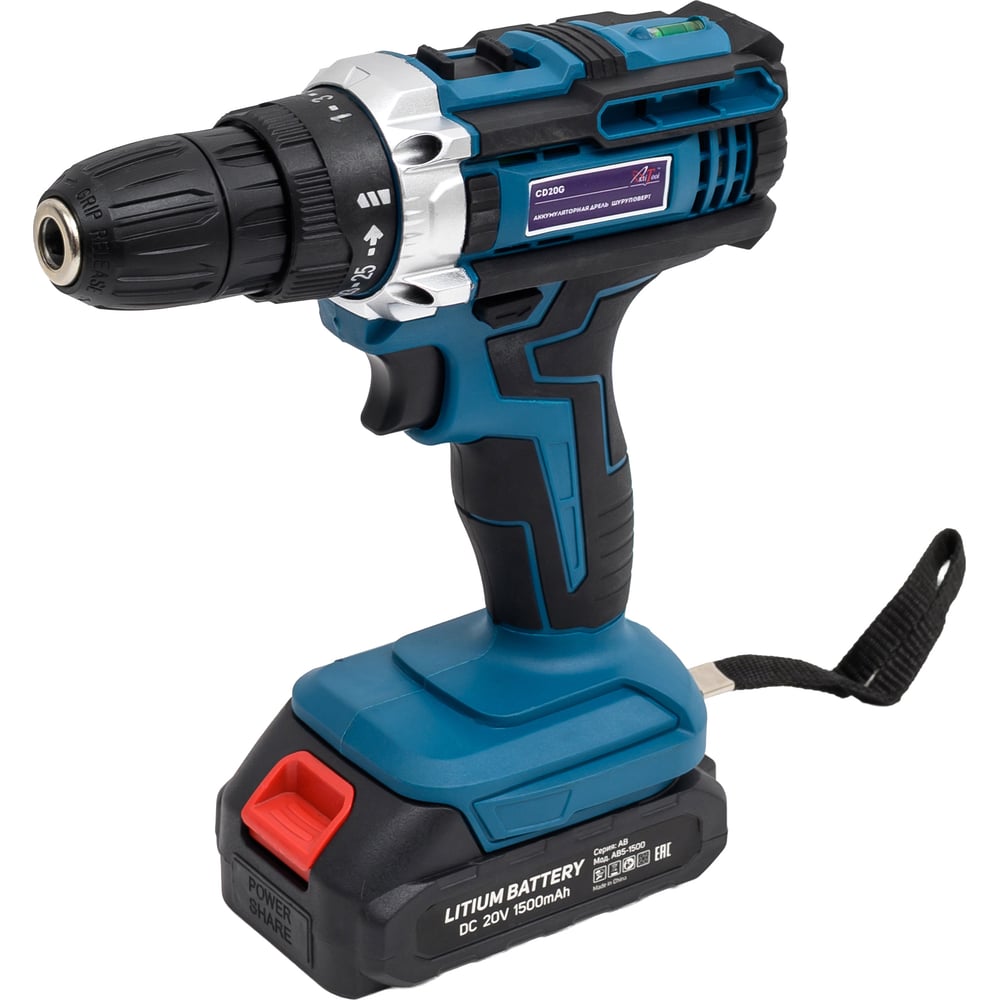 Изображение товара Аккумуляторная дрель-шуруповерт AktiTool cd20g в кейсе, 20 В, 1 li-ion аккум. 1500 mah 101207