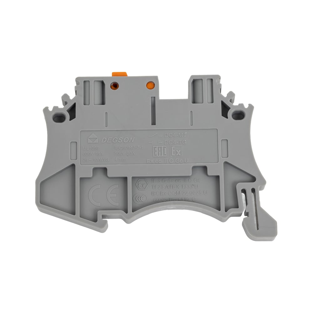 Изображение товара Клемма на дин-рейку Degson с размыкателем 4 кв.мм серый 50 шт