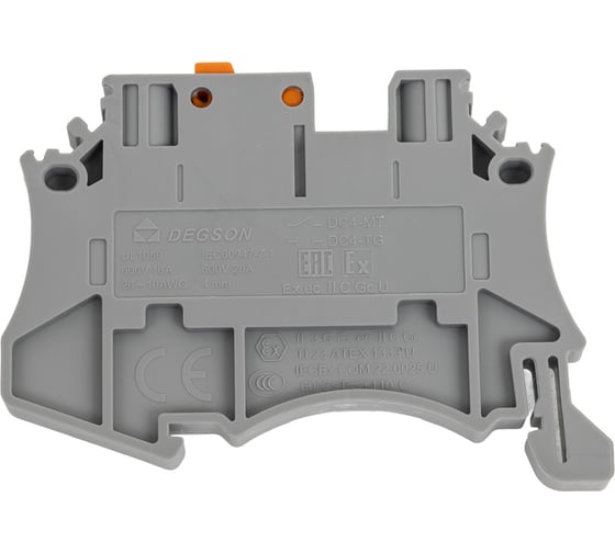 Изображение товара Клемма на дин-рейку Degson с размыкателем, 4 кв.мм, винтовая, серая 50 шт DC4-MT-01P-11-00Z(H)