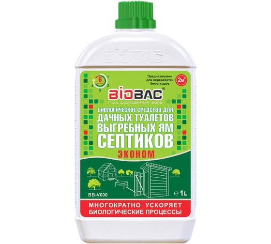 Изображение товара Биологическое средство для дачных туалетов и септических систем БиоБак BB-V600