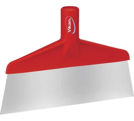 Изображение товара Скребок с рабочей пластиной из нержавейки для столов и полов Vikan 260 мм, красный 29104