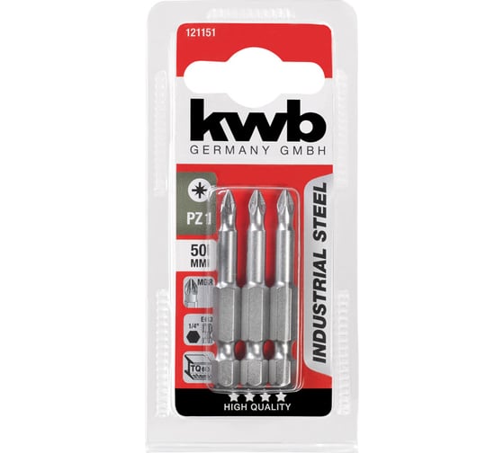 Изображение товара Бита PZ1 50 мм INDUSTRY 3 шт. KWB 121151