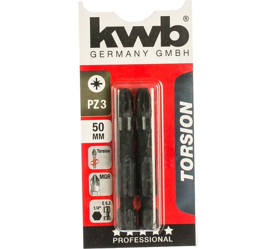 Изображение товара Бита PZ3 50 мм TORSION 2 шт. KWB 122153