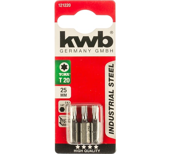 Изображение товара Бита TORX20 25 мм INDUSTRY 3 шт. KWB 121220