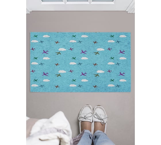 Изображение товара Придверный коврик в прихожую JOYARTY с принтом Самолеты в облаках, 45х75 см door_423748