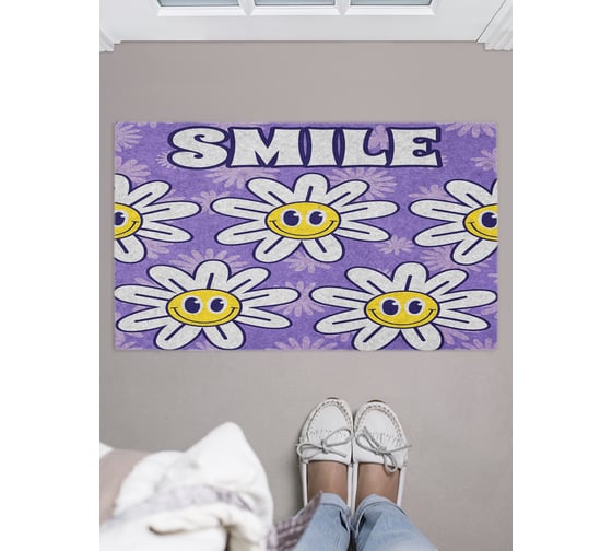 Изображение товара Придверный коврик в прихожую JOYARTY с принтом Улыбайся, 45х75 см door_424952