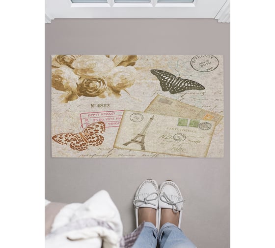 Изображение товара Придверный коврик в прихожую JOYARTY с принтом Письмо и бабочки, 45х75 см door_29953