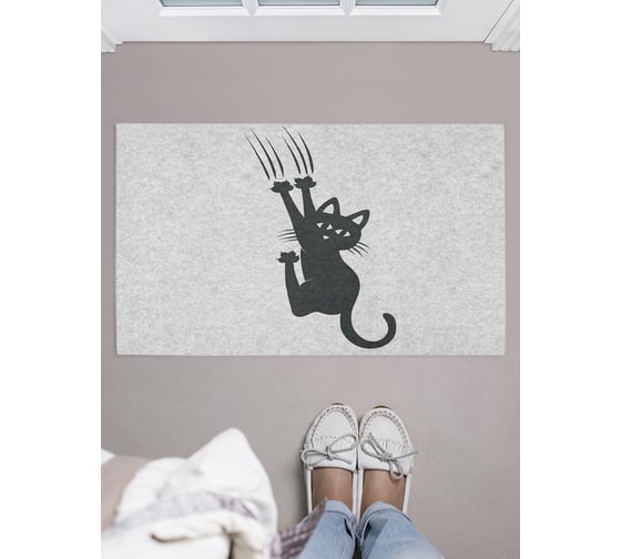 Изображение товара Придверный коврик в прихожую JOYARTY с принтом Шкодный кот, 45х75 см door_424998