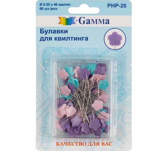 Изображение товара Булавки для квилтинга Gamma сталь 60 шт, 46 мм PHP-20 641253