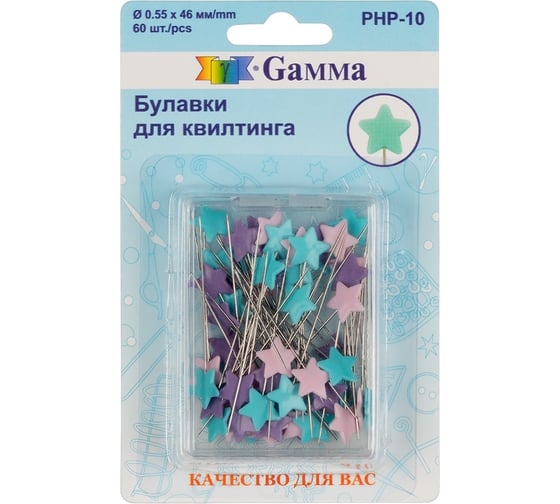 Изображение товара Булавки для квилтинга Gamma сталь 60 шт, 46 мм PHP-10 641254