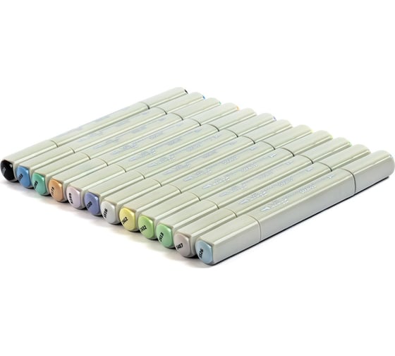 Изображение товара Набор маркеров VISTA-ARTISTA на спиртовой основе SMA-12 Style 0.7 мм - 7 мм 12 цветов перо круглое/скошенное 01 - Пастельные тона 558867