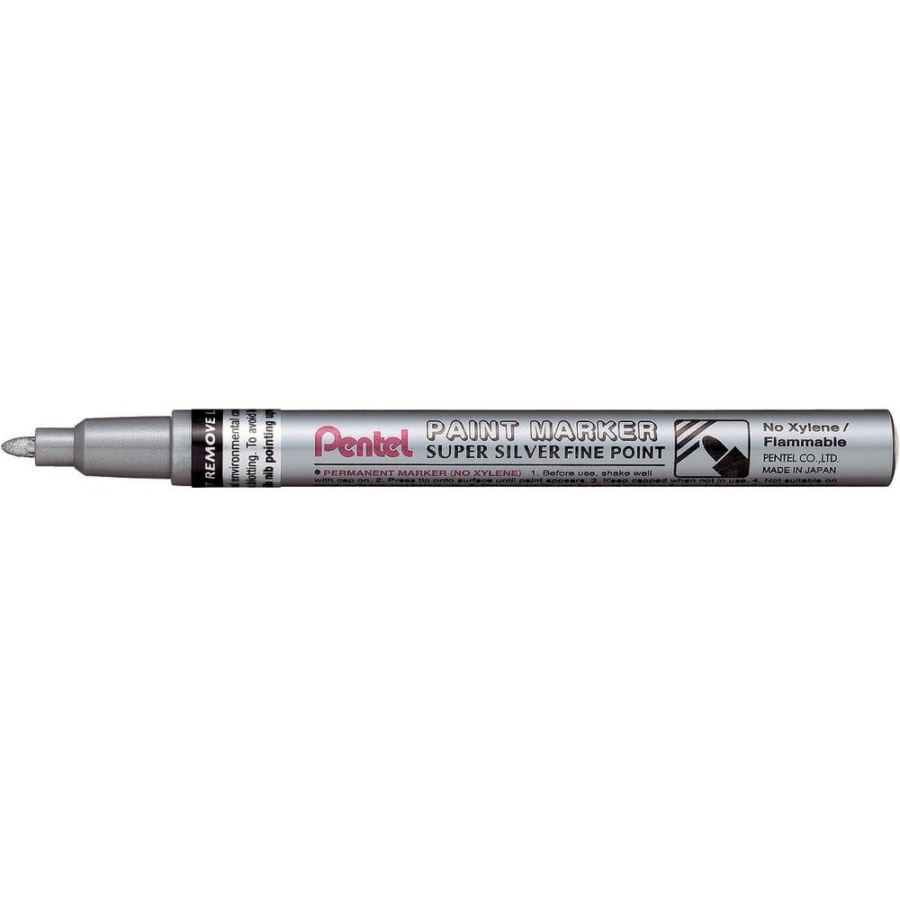 Изображение товара Перманентный маркер Pentel Paint 2.9 мм пулевидный серебро 12 шт MSP10-Z
