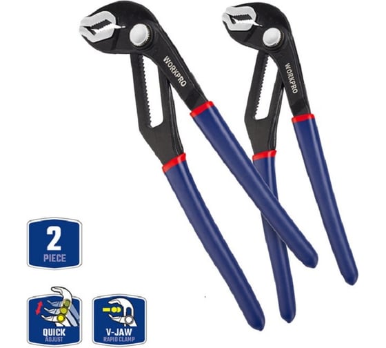 Изображение товара Переставные клещи WORKPRO быстрорегулируемые, 200 мм, 250 мм, 2 шт. WP201005