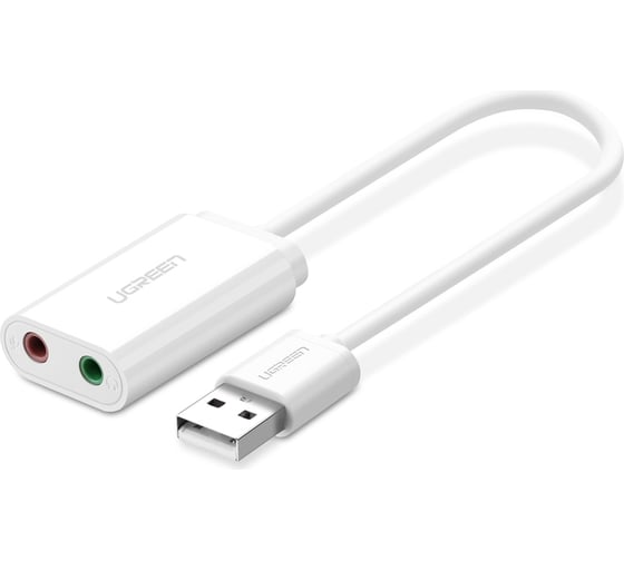 Изображение товара Аудиоадаптер UGREEN USB C - AUX Jack 3.5 мм f, цвет белый 30143