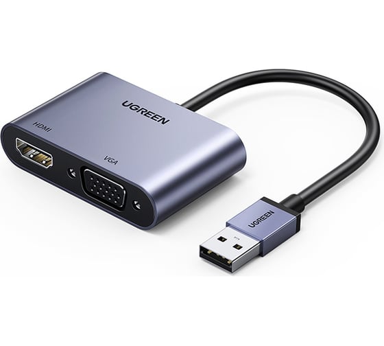 Изображение товара Видеоадаптер UGREEN USB 3.0 - HDMI+VGA, 1080p, цвет серый 20518