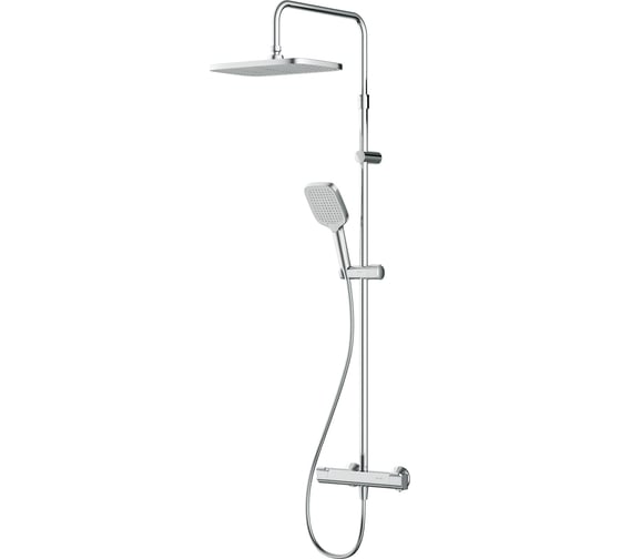 Изображение товара Душевая система AM.PM Func смеситель для душа с термостатом, душевая штанга, верхний душ квадратный, ручной душ, хром F078F400