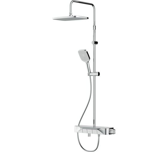 Изображение товара Душевая система AM.PM Func смеситель-полка для ванны и душа, душевая штанга, верхний душ квадратный, ручной душ, хром F078F700