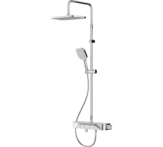 Изображение товара Душевая система AM.PM Func смеситель-полка для ванны и душа с термостатом, душевая штанга, верхний душ квадратный, ручной душ F078F300