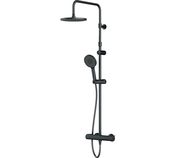 Изображение товара Душевая система AM.PM X-Joy смеситель для душа с термостатом, душевая штанга, верхний душ 220 мм, ручной душ, черный F0785A422