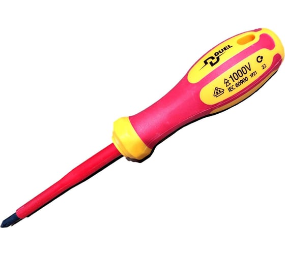 Изображение товара Диэлектрическая отвёртка DUEL 1000 В, крестообразный шлиц PZ1, длина 180 мм DE03-001-080