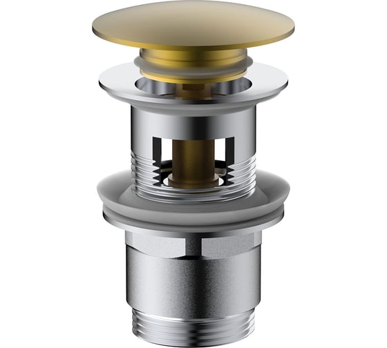 Изображение товара Донный клапан VINCEA клик-клак g1 1/4, с переливом, брашированное золото DPU-1B01BG