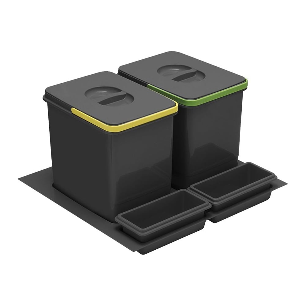 Изображение товара Комплект вёдер GTV МУЛЬТИНО 600 2x15л с ёмкостями антрацит PB-91104100B5-A