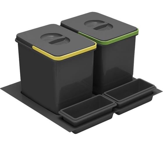 Изображение товара Комплект вёдер GTV МУЛЬТИНО 600 2x15л+2 ёмкости, антрацит PB-91104100B5-A