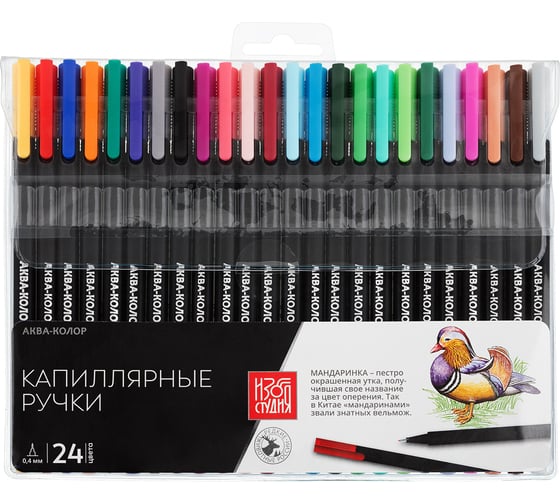 Изображение товара Капиллярные ручки-линеры Аква-колор набор 24 цвета Изостудия SFWN-24 0.4 мм 472869