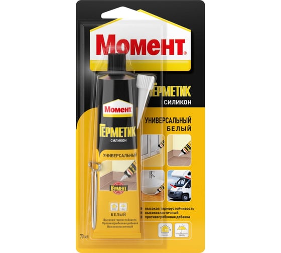 Изображение товара Универсальный силиконовый герметик МОМЕНТ  белый 70 мл 3002435