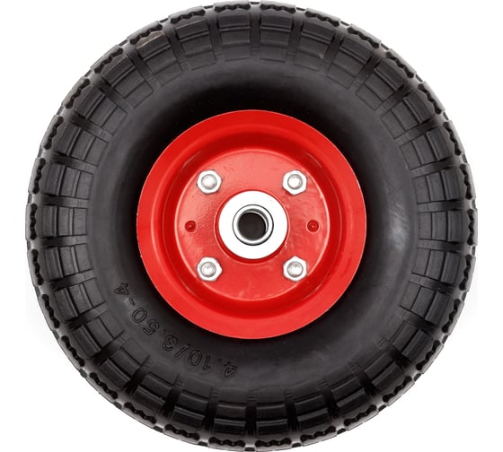 Изображение товара Колесо полиуретановое для тачки без камеры (10x3.5x4 pu; ось 16 мм; длина 80 мм) ENIFIELD 10x3.5x4 PU 16/80