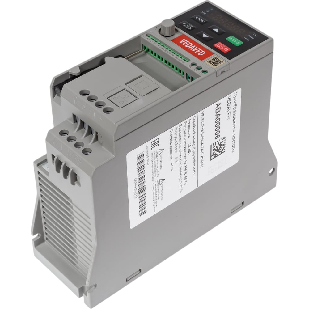 Изображение товара Преобразователь частоты VEDA VFD vf-51-p1k5-0004-t4-e20-b-h, 1,5квт, 380в, ip20 ABA00006