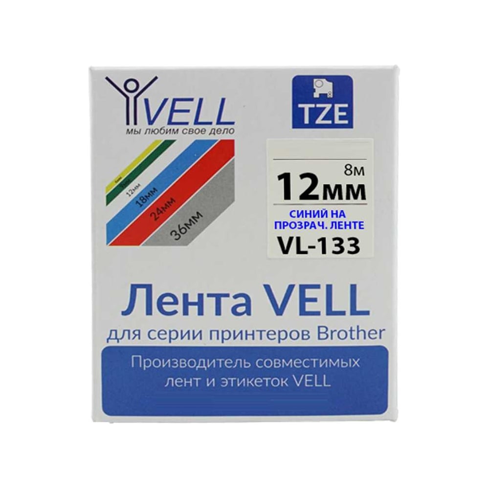 Изображение товара Лента Vell VL-133 12 мм синий на прозрачном для термотрансферной печати