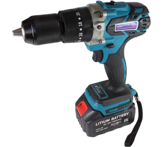 Изображение товара Аккумуляторная ударная дрель-шуруповерт AktiTool icd20g в кейсе 13 мм, 20 В, li-ion аккум. 4000 мАч, 2 шт 101212