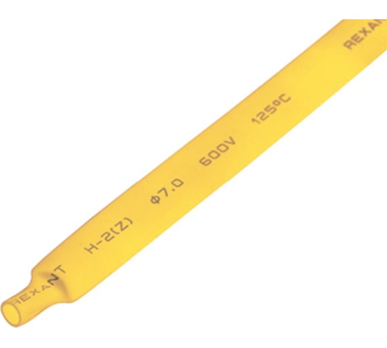Изображение товара Термоусаживаемая трубка REXANT ТУТ нг 7.0/3.5 мм, 50 шт. по 1м, желтая 20-7002