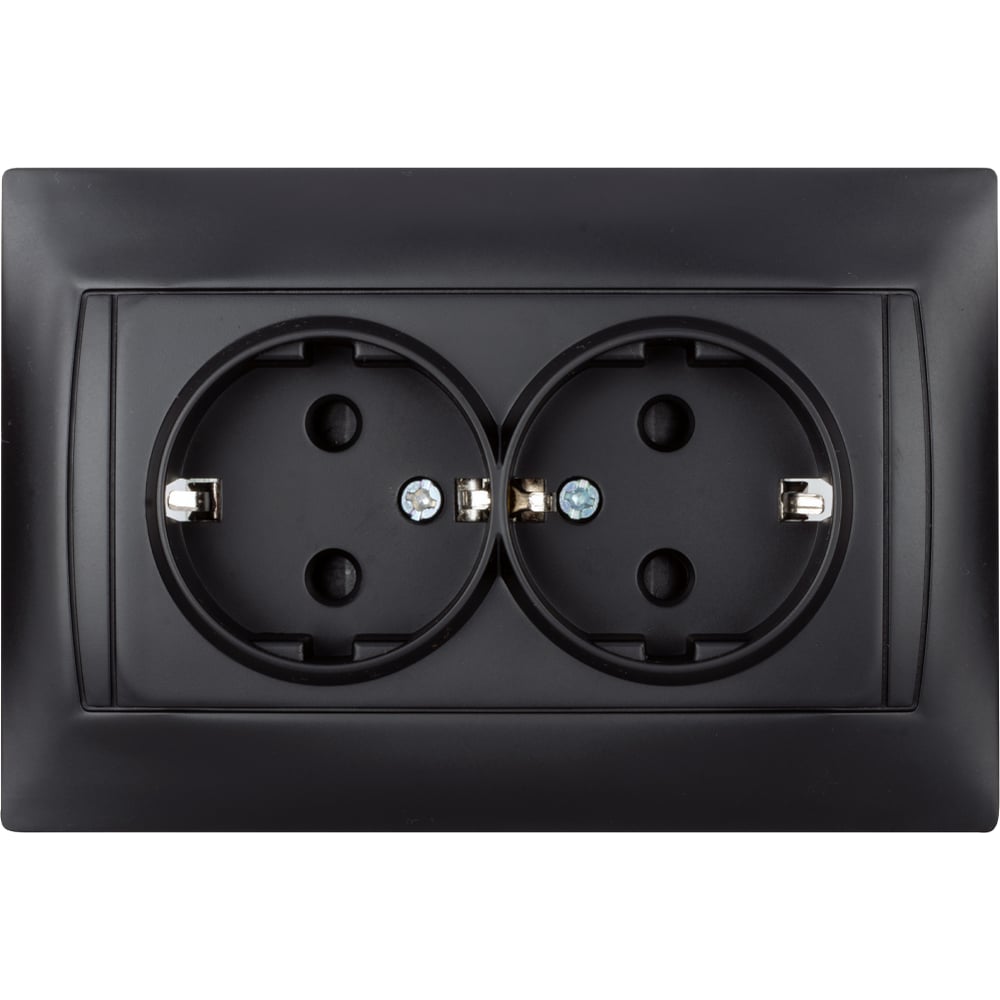Двойная розетка TDM ELECTRIC Лама 2П+З 16А 250В с защитными шторками графит SQ1815-0613