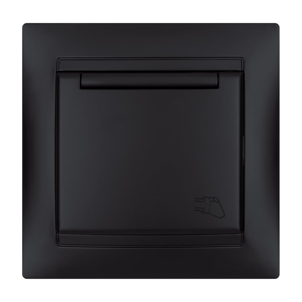 Розетка TDM ELECTRIC Лама 2П+З 16А 250В IP44 с защитными шторками, с крышкой, графит SQ1815-0614