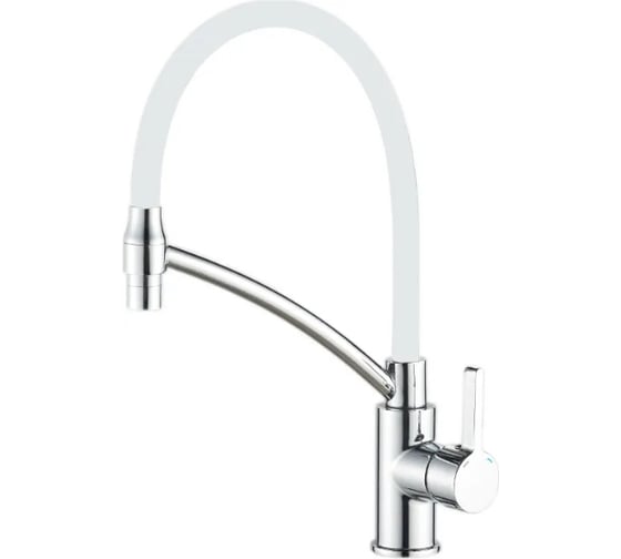 Изображение товара Смеситель для кухни Haiba с гибким изливом, белый/хром HB73643-8