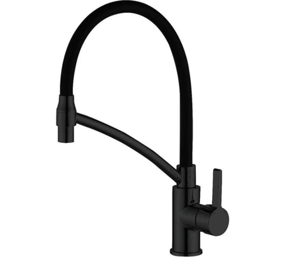 Изображение товара Смеситель для кухни Haiba с гибким поворотным изливом, черный/матовый HB73644-7