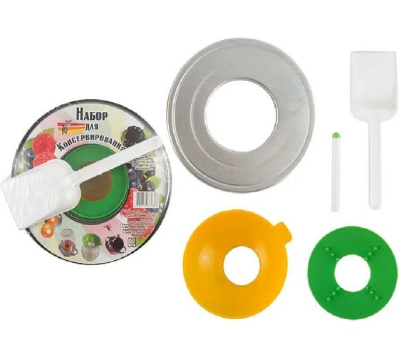 Изображение товара Набор для консервирования ЭНТЕН 5 предметов, стерилизатор, насадка для стерилизатора, магнитная палочка, воронка, совок 091 29853