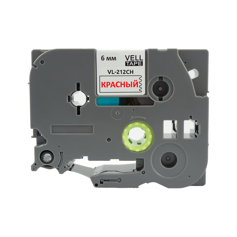Изображение товара Лента Vell VL-212CH 6 мм красный на белом для принтеров PT-100E и Brother D200
