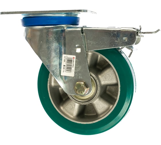 Изображение товара Колесо с вращающейся опорой, пластиной крепления и передним тормозом (160 мм; 500 кг) Tellure Rota 627404