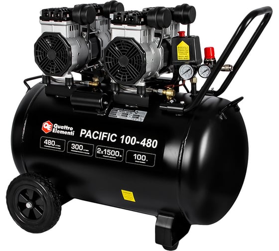 Изображение товара Безмасляный поршневой компрессор QUATTRO ELEMENTI PACIFIC 100-480 480 л/мин, 100 л, 3.5 л.с, 8 бар 915-373