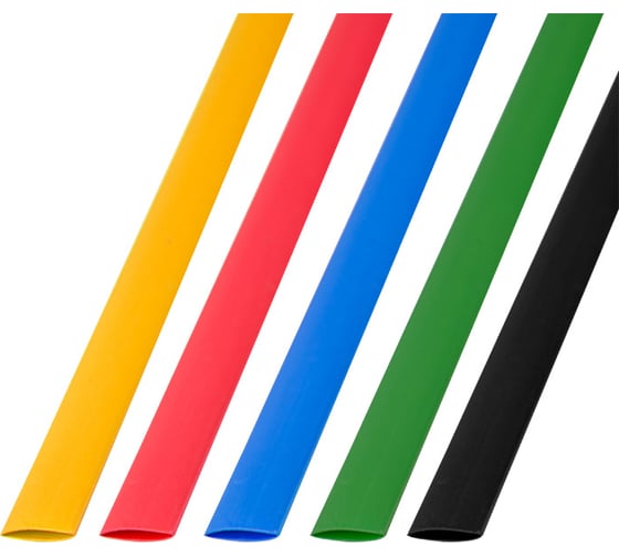 Изображение товара Набор термоусадочной трубки REXANT 10.0/5.0 мм, 1м, 5 цветов, 50 шт. 29-0160