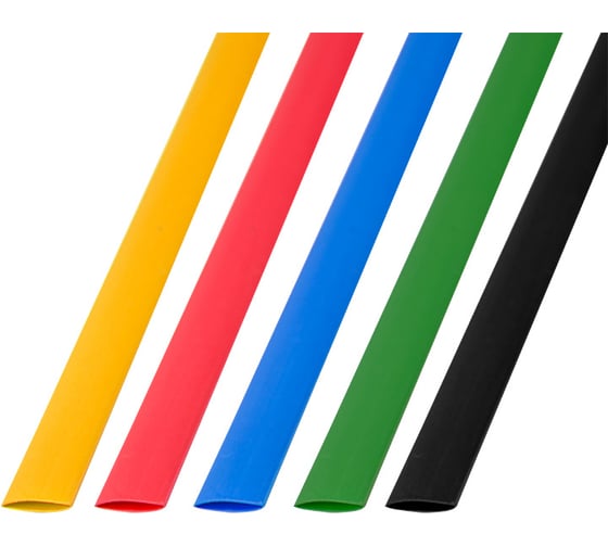 Изображение товара Набор термоусадочной трубки REXANT 8.0/4.0 мм, 1м, 5 цветов, 50 шт. 29-0158